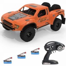 사막용 오프로드 트럭 전문 자동차 고속 원격 제어 RC 레이싱 드리프트 브러시리스 모터 60 km/h 2.4Ghz 4WD, CHINA, Orange 3 battery