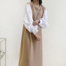 포모어 벌룬 퍼프 소매 셔링 셔츠 원피스 국산