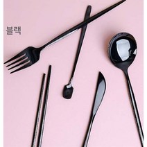 스텐 심플 모던 커트러리 수저 젓가락 세트 6type(블랙), 티스푼