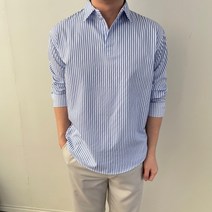 남자 스트라이프 셔츠 오픈카라 줄무늬 남방 오버핏 출근룩