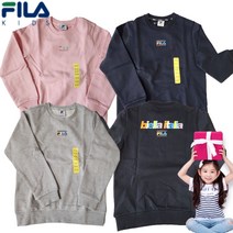 2023 S/S NEW 봄 휠라 키즈 스몰 로고 무지 쭈리원단 면 100% 기모 없는 맨투맨 아동 주니어 간절기 데일리 평상복