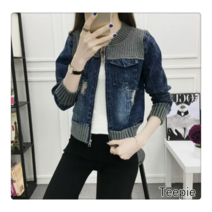 티피/Teepie 여성용 느슨한 짧은 스타일 데님 재킷 카디건 데님 재킷