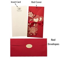 초대장 카드 510Pcs 레이저 컷 결혼식 초대장 카드 사랑 심장 리본 신부 샤워 웨딩 파티 용품과 인사말 사, 10 One Set Red_02 10pcs