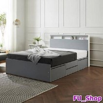 ForU482 LED 4단 서랍침대 매트미포함 침대 매트리스 침실가구 통서랍침대 신혼가구, 그레이화이트