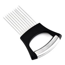 ANKRIC 슬라이스커터 스테인레스 스틸 양파 삽입 양파 컷 과일 및 야채 슬라이스 도구 주방 가제트, 블랙 카트리지 패키지, 1개