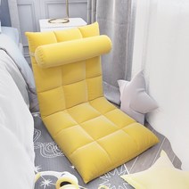 다다미 침대 등받이 의자 귀여운 침실 싱글 베이 접이식 1인용 이동식 소파베드 슈퍼싱글, 4 대형 플란넬 옐로우 (허리 베개)