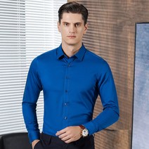 남성 셔츠 Bamboo Fiber Men Shirt 긴 소매 럭셔리 솔리드 스트레치 컴포트 소프트 스퀘어 칼라 브랜드 포멀 슬림 피트 논 아이언 스무스 Camisa