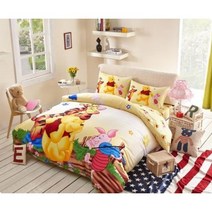 곰돌이 푸 이불 베개 침대 커버 침구 세트 4종(기본형 밴딩형)