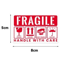 프롬프트 프롬포터 50100 조각 8x5cm 빨간 스티커 알림 경고 스티커 손잡이 주의 라벨 섬세한 특급 패키지에 대한 깨지기 쉬운 경고 JX, 100개