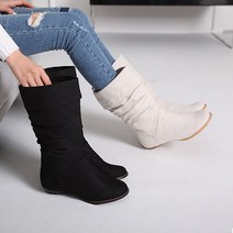 이나슈즈 미들 주름 린넨 셔링 마부츠