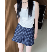 크란 하이틴 아가일 플리츠 미니 스커트