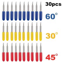 페이퍼커터 재단기 라운더 책절단기 커팅기 커터 30pcs 304560도 roland cricut 절단 플로터 비닐 블레이드 나이프 블레이드 cricut 기계 밀링 조각 도구, 20레드-5블루-10옐로