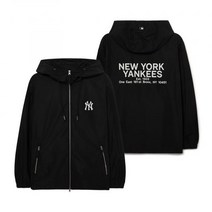 MLB 엠엘비 베이직 미디움 로고 레터링 바람막이 홑겹 NY Black 3AWJB0731 50BKS