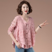 미시 3040 여성 잘나가는 이쁜옷 레이스 봄 롱티셔츠