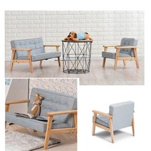 백일 돌잡이 촬영소품 패브릭 우든 아기소파 어린이소파 스튜디오, 2인용 애쉬블루