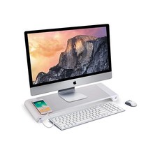 모니터 스탠드 컴퓨터 스탠드 모니터 스탠드 라이저 USB 포트 충전 키보드 스토리지 4개 노트북/TV 프린터/팩스 기계/컴퓨터/아이맥/맥북용 모니터 라이저 알루미늄 브래킷