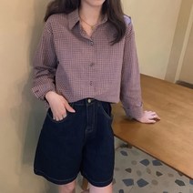 기타 바보사랑[디작소] 여성 셔츠 블라우스 데일리 호즈모 모직 울 체크