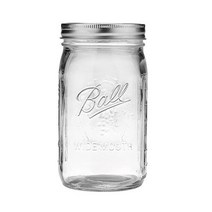 Ball 388763 볼 와이드 마우스 쿼트32온스 뚜껑과 밴드 메이슨 병 통조림 보관용 8개, Wide Mouth, Mason Jars, 8 Pack