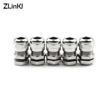 케이블글랜드 5 개몫 스테인레스 스틸 금속 방수 케이블 글 랜드 커넥터 3-8mm 케이블 용 와이어 글 랜드, 없음