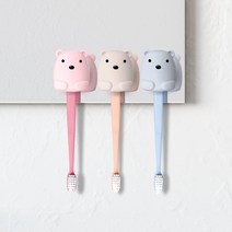 모두스마일 거꾸로 실리콘 곰 칫솔꽂이, 베이지+핑크+블루 세트, 3개