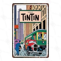메뉴판 메뉴 보드 레트로 빈티지 펍 까페 레스토랑anime wall sticker vintage anime metal sign 만화 모험의 tintin 금속 플라크 벽 장식 홈, 열하나