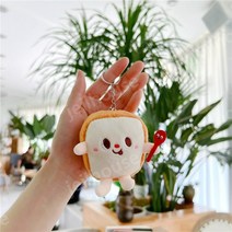 봉제 인형 키링 가방 액세서리 햄버거 열쇠 고리 장식 펜던트 귀여운, 8cm-10cm, 토스트 일반체인