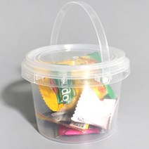 원형 쿠키 통 슬라임 플라스틱 원통 포장 용기 300ml 캡슐세제 보관 바케스 소분 시리얼 사탕 공병 과자 투명 씨리얼통 곡물 캔디 수납 손잡이 케이스, 1개