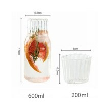 유리 컵 세트와 유리 물병 음료 도자기 침대 옆 Carafe 우유 커피 차 텀블러 안경 마시는 투수, 500ml bottle and lid