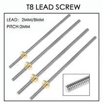 3D프린터 부품 소모품 T8 리드 스크류 OD 8mm 피치 2mm 리드 2mm 8mm, 450mm, 8MM 리드