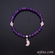 백제곡옥 장미수정 자수정 천연보석 팔찌 HSMA-009