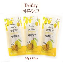 PnC_바른망고 30gX15개 Fairday 공정무역 유기농 망고100% 건망고 무설탕 무색소 무방부제 망고한개가그대로 등산 캠핑 아이간식, 30g, 15개