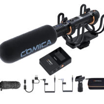 Comica CVM_VM30 2.4G 무선 마이크 Dslr 카메라/스마트폰/PC용 쇼크 마운트가 있는 슈퍼 카디오이드 샷건 인터뷰 회의 녹음용 콘덴서 온카메라 마이크, [01] VM30