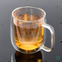 감성 이중 유리컵 350ML 더블글라스 손잡이 유리머그컵 2중유리컵 이중컵