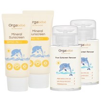 오가베베 무기자차 아기 선크림 SPF 50 + 리무버 클렌징 세트 유아선크림 자외선차단제 아기썬크림 클렌징토너, 선크림2개+리무버2개, 50ml