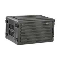 SKB 케이스 1SKB-R6S 로토 몰딩 6U 얕은 랙 고무 개스킷 방수 씰 인터로킹 스태킹 리브 매립형 걸쇠 튼튼한 플러시 운반 손잡이 충격을 흡수하는 발, Black