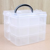 휴대용 멀티박스 다용도 정리함 수납함 교구박스 3단, 1(투명)