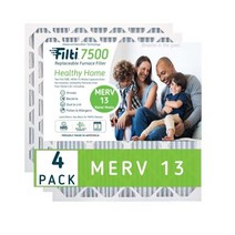 Filti 7500 플리츠 가정용 HVAC 용광로 20 x 1 MERV 13 탄소 발자국 및 나노 섬유 기술이 감소된 공기 필터 4팩, 12x12x1