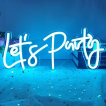 감성소품 네온사인 간판 40*20cm Let's Party 네온 사인 벽 장식용 조도 조절 가능한 불빛 단어 LED 아, 02 Blue_01 USB