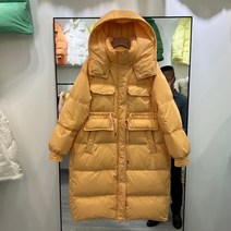 마카롱 다운 여자 롱패딩 파스텔 허리스트링 포켓 경량 패딩 화이트오리털