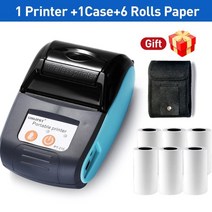 프린터 휴대용 미니 58mm 블루투스 무선 열 영수증 티켓 mobile phone, 6롤 추가, 우리 플러그