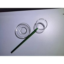 차완 말차다구 유리 말차 그릇 다도 망치무늬 티스푼 세트, 녹색 핸들 투명 스푼【전장 25cm】
