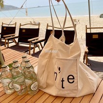 2021 여름 나른 한 여행 동반자 웃 는 얼굴 캔버스 백 학원 바람 심 플 알파벳 숄 더 백 걸