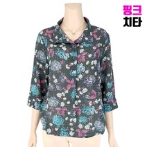 엄마옷 핑크치타 중년여성의류 할머니옷 꽃송이 싸개단추 카라티