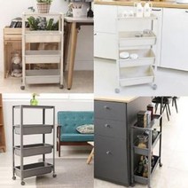 세탁실 주방 욕실 틈새수납장 틈새선반 3단 4단, 틈새트롤리 베이직4단_베이지