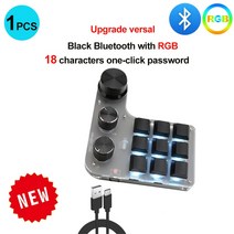 프로그래밍 가능한 DIY 기계식 키보드 블루투스 USB 유선 RGB 맞춤형 미니 12 6/3 키 노브 매크로 핫스왑 키패드 맥북 호환 노트북용, [02] 레드 스위치, [18] 9key-BT-RGB-Black