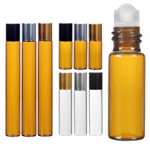 갈색 롤온 향수 공병 아로마 롤러볼 오일 화장품 차광 유리 용기, AI골드캡 투명 10ml, 1개