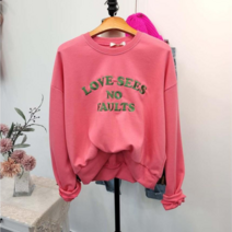 러브씨 자수 세미크롭 맨투맨