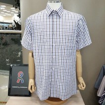 로베르따 남성20SS캐주얼체크남방반팔 클래식 고급면혼방소재 포켓밑단일자구김없음