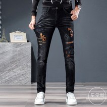 도오빠 남성 청바지 스판 데님 팬츠 스트레이트 진 자수 패치 남자청바지