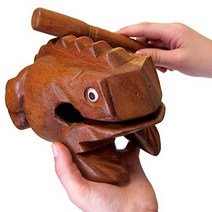 Deluxe JUMBO 8” Wood Frog Guiro Rasp - Musical Instrument Tone Block by World Percussion USA, 1